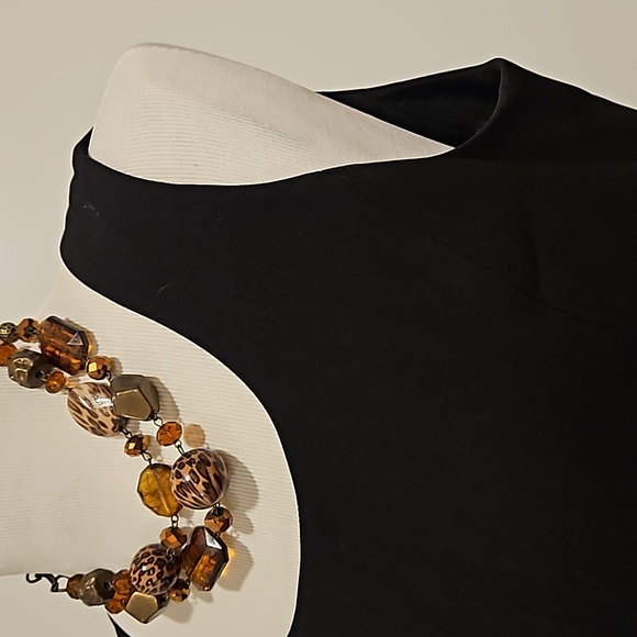 Anne Klein sleeveless black dress lined back slit hidden zipper sz. 10 LBD - Picture 4 of 11